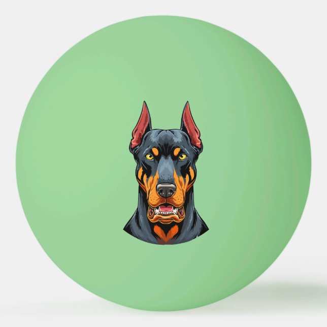 Bolinha De Ping Pong Portraits of a head Doberman dog front view (Frente)