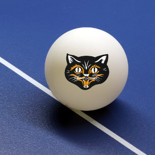 Bolinha De Ping Pong Presas clássicas da cara do gato preto do Dia das
