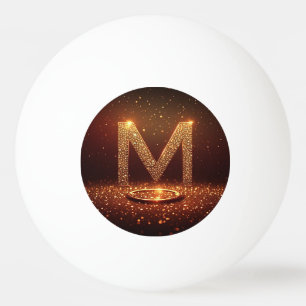 Bolinha De Ping Pong Presente Monograma Letra M Brilho Dourado