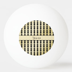 Bolinha De Ping Pong Preto elegante & diamantes simétricos Dourados do