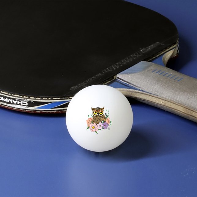Bolinha De Ping Pong Primavera Pastel Flowers Owl (Criador carregado)
