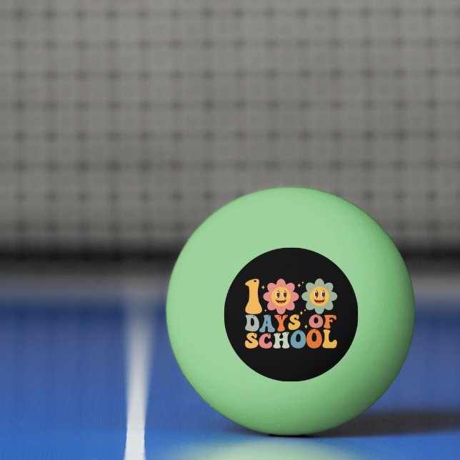 Bolinha De Ping Pong Professor Crianças Retro Groovy 100 Dias de Escola (Líquido)