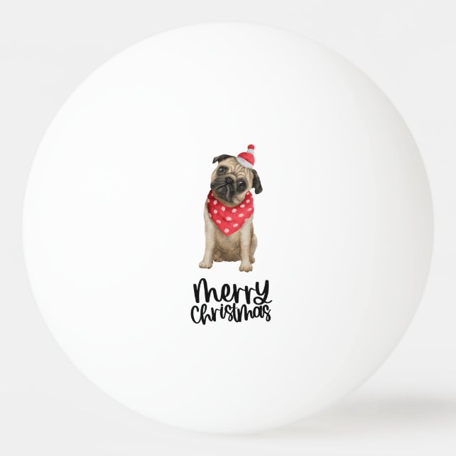 Bolinha De Ping Pong Pug Dog Natal temido (Frente)