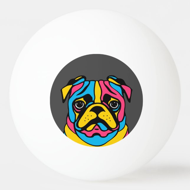 Bolinha De Ping Pong pug personalizável de 3 tons (Frente)