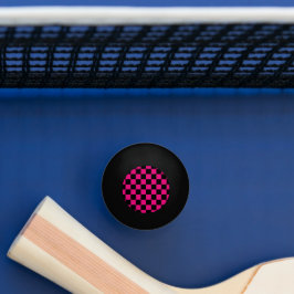 Bolinha De Ping Pong Quadrados xadrez rosa quente preto geométrico retr