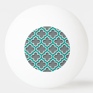 Bolinha De Ping Pong Quatrefoil Branco-marroquino, Cinza de carvão vege
