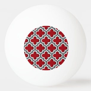 Bolinha De Ping Pong Quatrefoil White Marroquino Cranberry Carvura #5DS