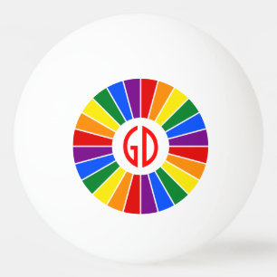 Bolinha De Ping Pong RAIOS DO BOTÃO DA BANDEIRA DO ARCO-ÍRIS + seu si