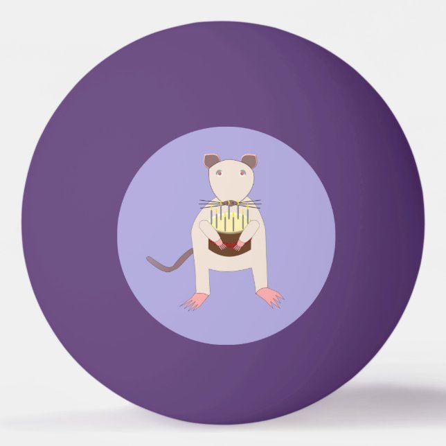 Bolinha De Ping Pong Rato Siamês com Bolo de Aniversário (Frente)
