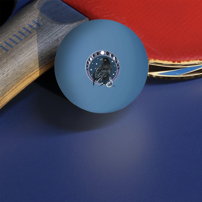 Bolinha De Ping Pong Raven Moon Phases Stars Azul (Criador carregado)