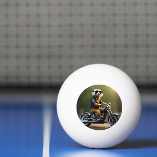 Bolinha De Ping Pong Rebel Meerkat: Penas, óculos de sol e motocicleta