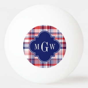 Bolinha De Ping Pong Red White Blue Preppy Madras Monograma