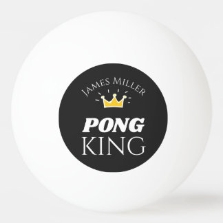 Bolinha De Ping Pong REI do Ping Pong Nome Personalizado Editável Preto