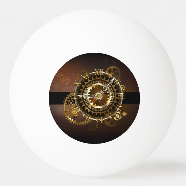 Bolinha De Ping Pong Relógio a vapor com engrenagens antigas (Frente)