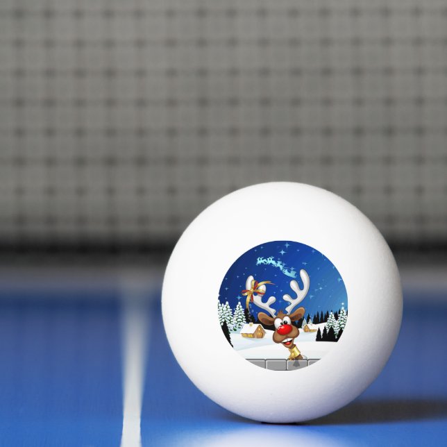 Bolinha De Ping Pong Rena Fofa Espiando Meme de Natal (Líquido)