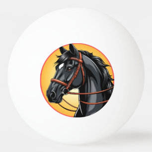 Bolinha De Ping Pong Retrato de Cavalo Preto Elegante