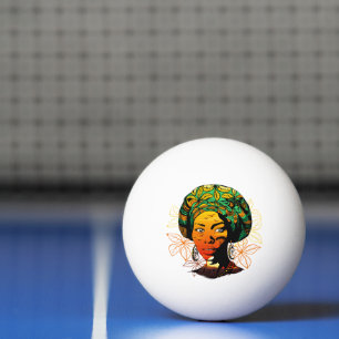 Bolinha De Ping Pong Retrato de Mulher Africana com Sunset
