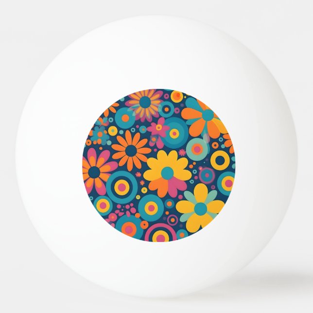 Bolinha De Ping Pong Retro Floral Burst (Frente)