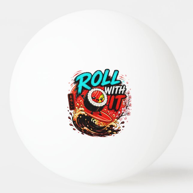 Bolinha De Ping Pong Rolar Com Isso – Design Divertido de Sushi de Surf (Frente)