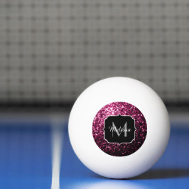 Bolinha De Ping Pong Rosa escuro falso brilho glitter faíscas Monograma