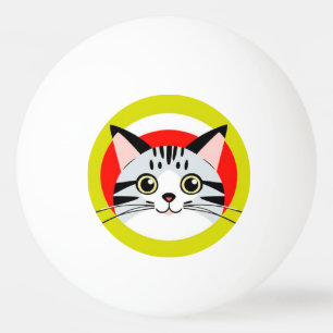 Bolinha De Ping Pong Rosto de Gato de Desenho Animado Fofo com Design G
