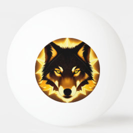 Bolinha De Ping Pong Rosto de Lobo Radiante Iluminado por Luz Dourada