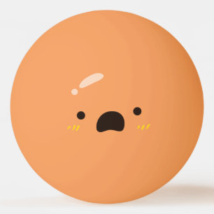 Bolinha De Ping Pong Rosto Engraçado. Emoji Emoticon. Preocupado