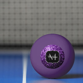 Bolinha De Ping Pong Roxo escuro monograma falso brilhante lantejoulas