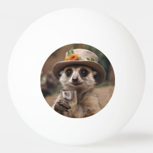 Bolinha De Ping Pong "Saúde à vida: Gran Meerkat desfruta do vidro do v