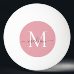Bolinha De Ping Pong Script de Cinza Menina Elegante de Monograma Rosa<br><div class="desc">Monograma Simples,  Simples,  Escamoteado Cor-de-rosa Elegante,  Cinza Feminina Nome Script Personalizado Bolas de Golfe</div>