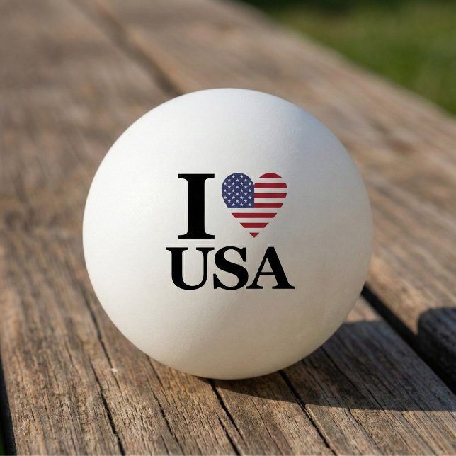 Bolinha De Ping Pong Serve o espírito: "I ❤️ USA" Ping Pong Ball (Add Some Red, White, and Blue to Your Game.)
