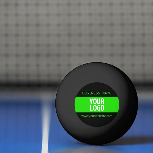 Bolinha De Ping Pong Seu logotipo ou imagem | Preto e Verde Brilho (Líquido)