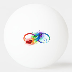 Bolinha De Ping Pong Símbolo Infinito com Pena Arco-Íris
