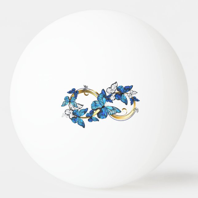 Bolinha De Ping Pong Símbolo Infinito de Borboletas Azuis Morpho (Frente)