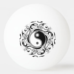 Bolinha De Ping Pong Símbolo Yin & Yang Estilo de Tatuagem Preto e Bran
