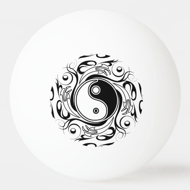 Bolinha De Ping Pong Símbolo Yin & Yang Estilo de Tatuagem Preto e Bran (Frente)