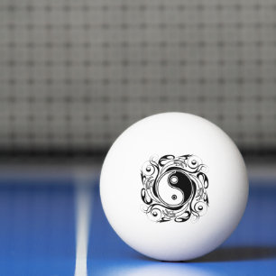 Bolinha De Ping Pong Símbolo Yin & Yang Preto e Branco Estilo Tatuagem