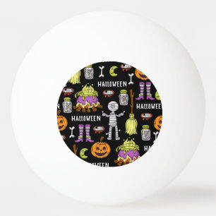 Bolinha De Ping Pong Símbolos do Dia das Bruxas, tema de vintagem sem c