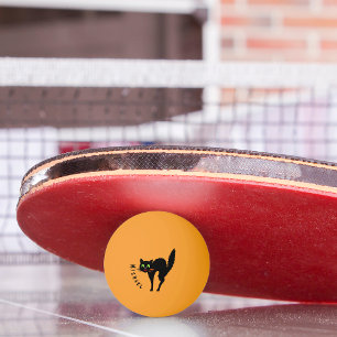 Bolinha De Ping Pong Spooky Black Cat Nome Personalizado Bela de Festa