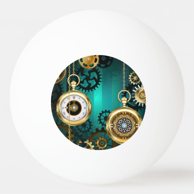 Bolinha De Ping Pong Steampunk Jewelry Watch em um fundo verde (Frente)