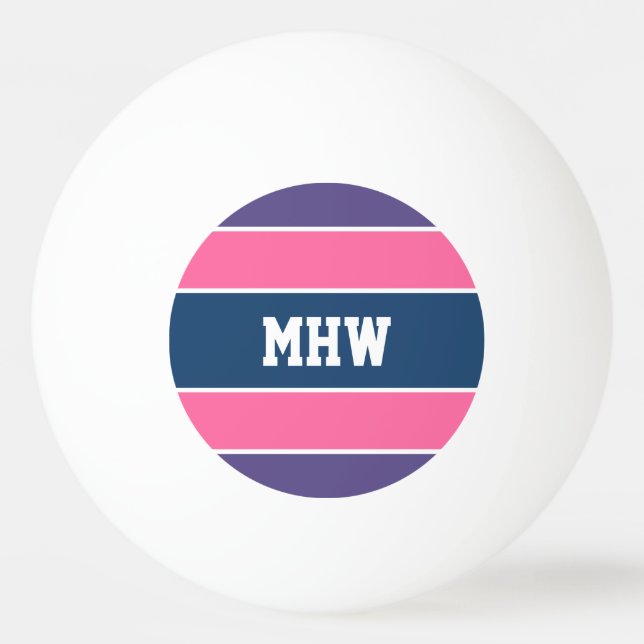 Bolinha De Ping Pong Stripes Padrões monograma personalizado esferas de (Frente)