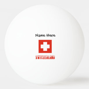 Bolinha De Ping Pong Suíça e Bandeira Suíça com o Seu Nome