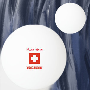 Bolinha De Ping Pong Suíça e Bandeira Suíça Vermelha Personalizada