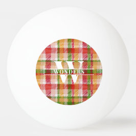 Bolinha De Ping Pong Tartan Plaid Branca Personalizada Monogramada