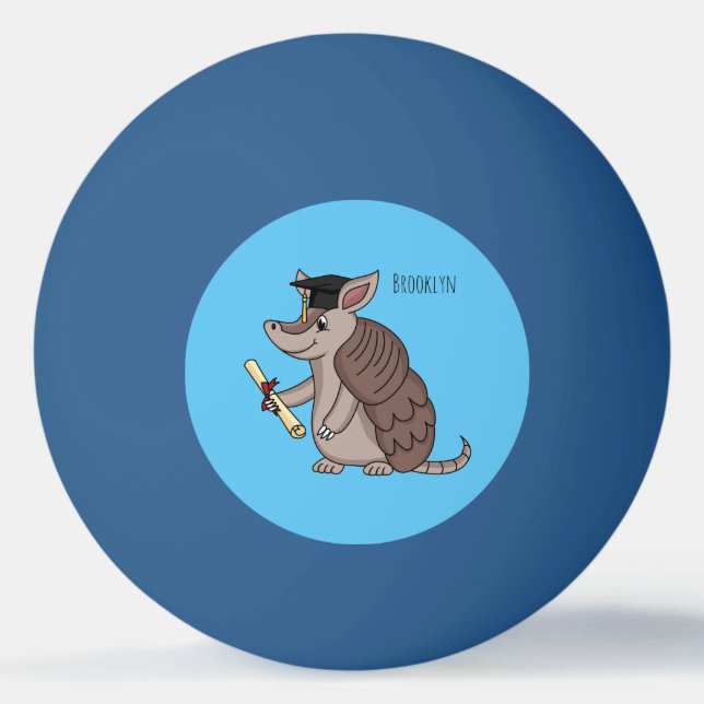 Bolinha De Ping Pong Tatu bonito com desenho de boné de formatura (Frente)