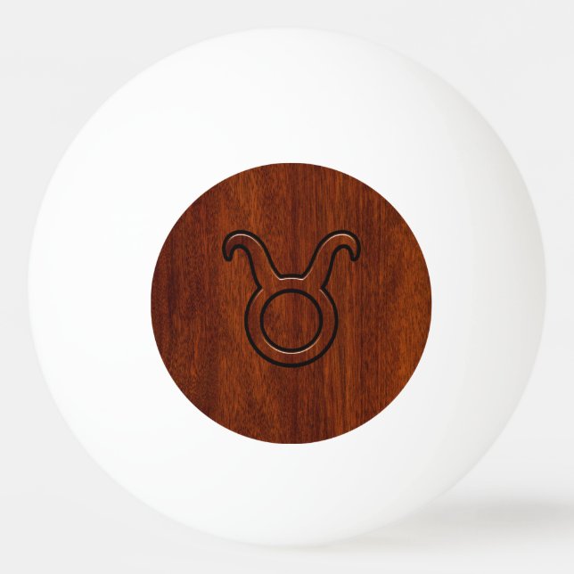 Bolinha De Ping Pong Taurus Zodiac Símbolo do Decor de Mahogany (Frente)