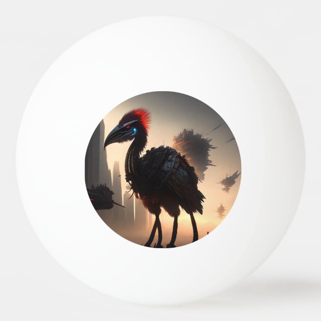 Bolinha De Ping Pong "Techno-Feather: O Futuro Robô Emu" (Frente)