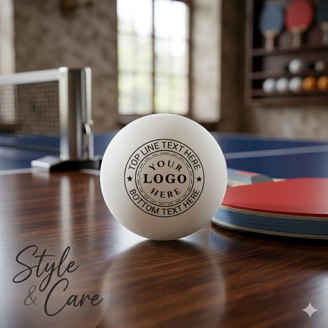 Bolinha De Ping Pong Texto de Logo Redondo Personalizado Elegante (Custom Round Logo Text Stylish Ping Pong Ball)