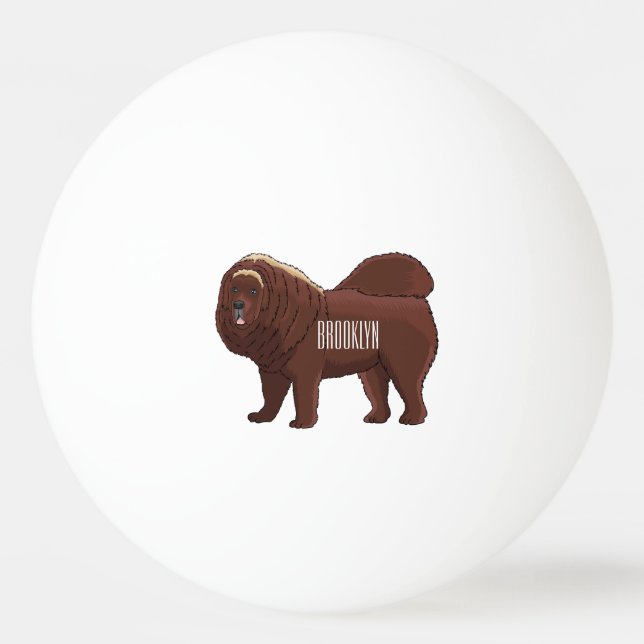 Bolinha De Ping Pong Tibetan Mastiff dog cartoon illustration (Frente)