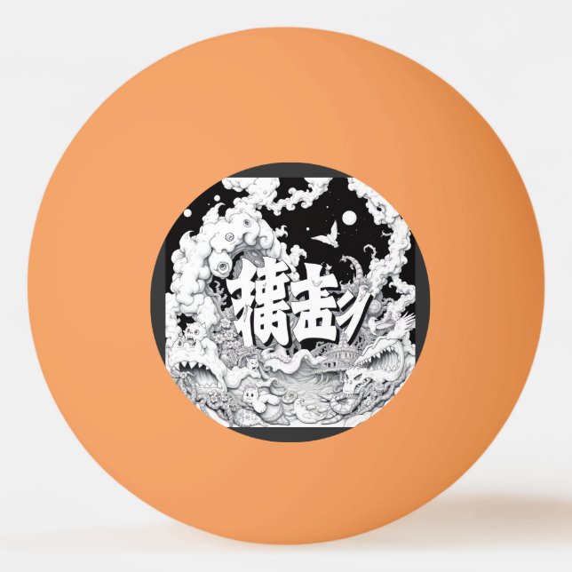 Bolinha De Ping Pong Tóquio Preto e Branco (Frente)